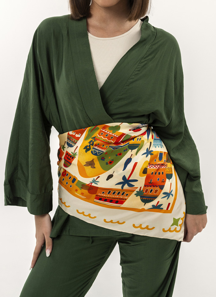 Numi silk scarf lookbook shot